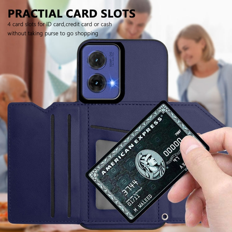 For Motorola S50 Neo Skin Feel Four Card Slots Phone Case with Wrist Strap