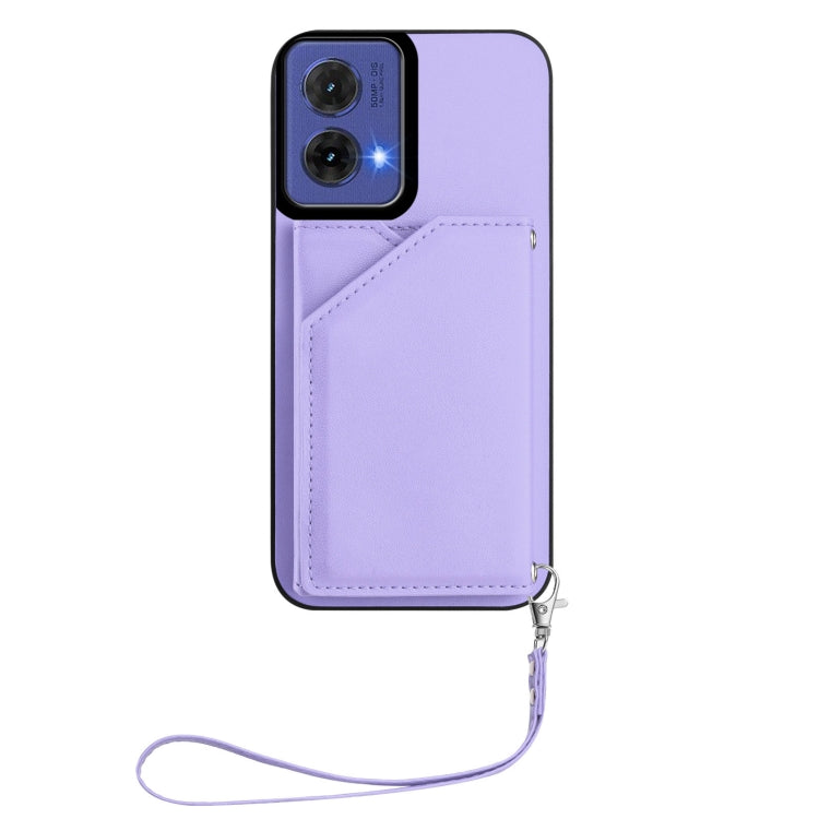 For Motorola S50 Neo Skin Feel Four Card Slots Phone Case with Wrist Strap
