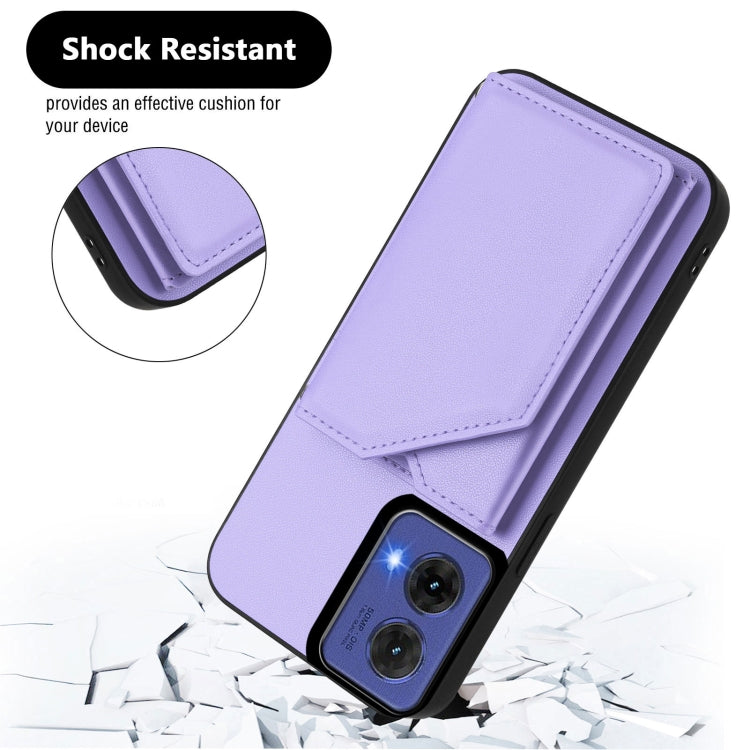 For Motorola S50 Neo Skin Feel Four Card Slots Phone Case with Wrist Strap