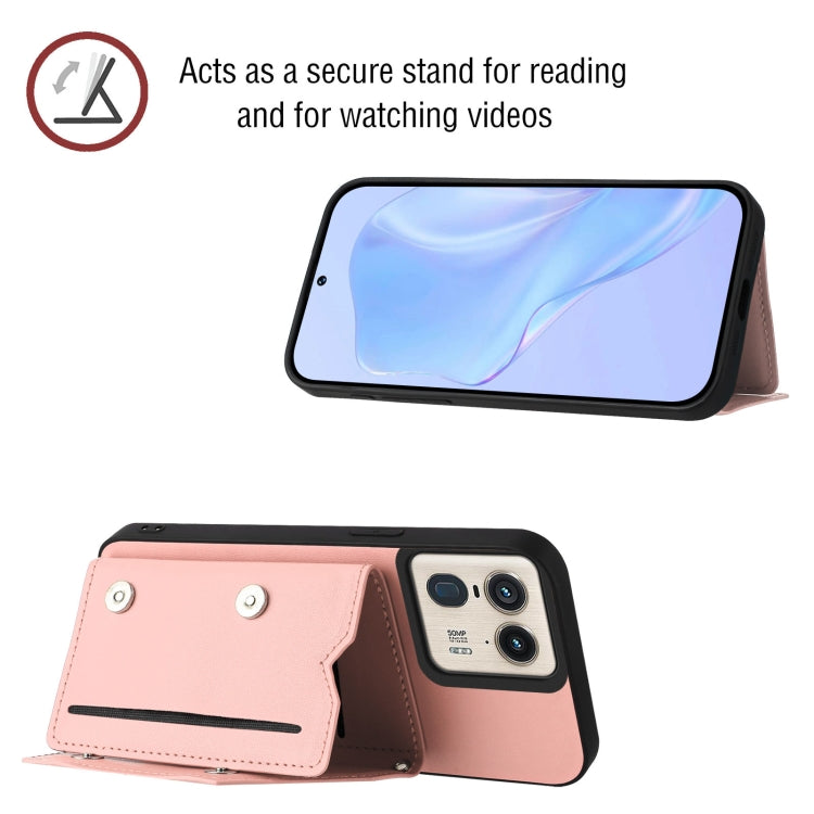 For Motorola Moto X50 Ultra Skin Feel Four Card Slots Phone Case with Wrist Strap