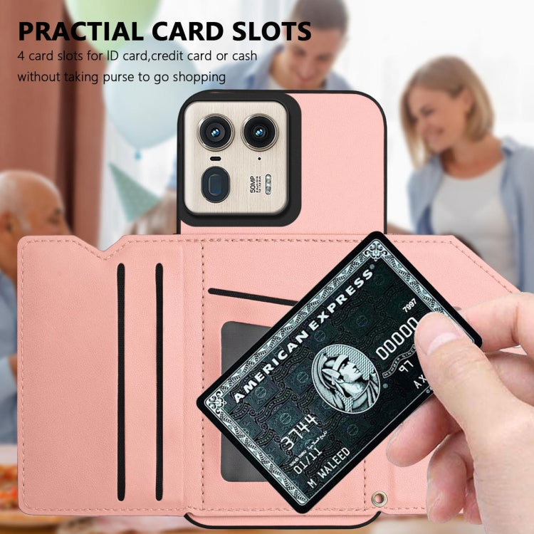 For Motorola Moto X50 Ultra Skin Feel Four Card Slots Phone Case with Wrist Strap