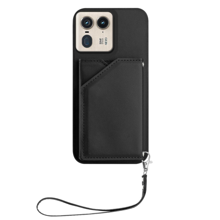 For Motorola Moto X50 Ultra Skin Feel Four Card Slots Phone Case with Wrist Strap