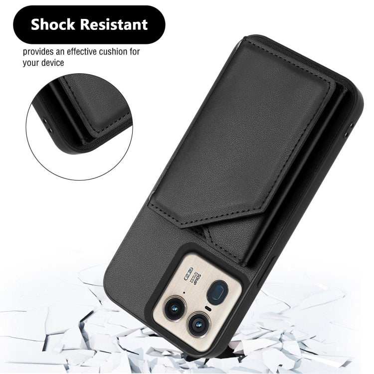 For Motorola Moto X50 Ultra Skin Feel Four Card Slots Phone Case with Wrist Strap
