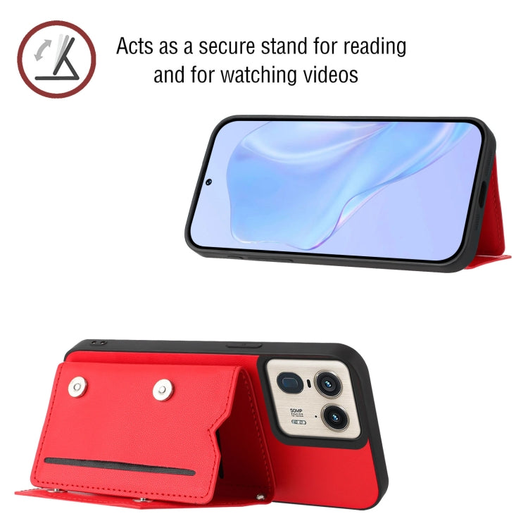 For Motorola Moto X50 Ultra Skin Feel Four Card Slots Phone Case with Wrist Strap