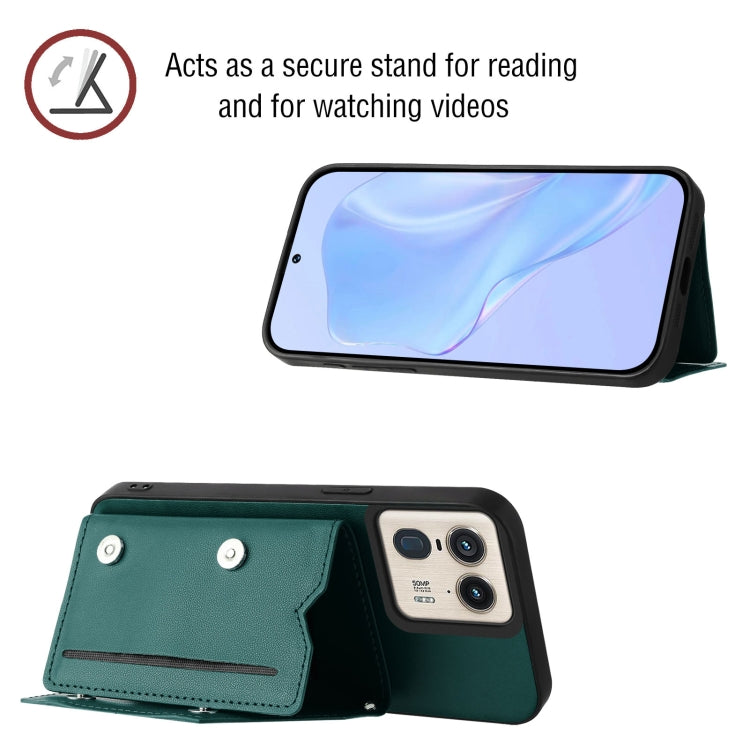 For Motorola Moto X50 Ultra Skin Feel Four Card Slots Phone Case with Wrist Strap