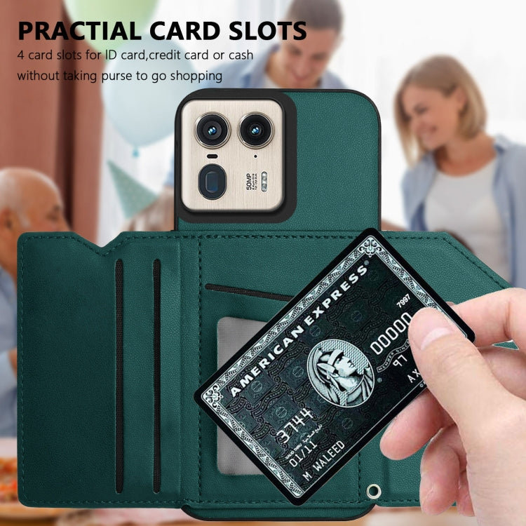 For Motorola Moto X50 Ultra Skin Feel Four Card Slots Phone Case with Wrist Strap