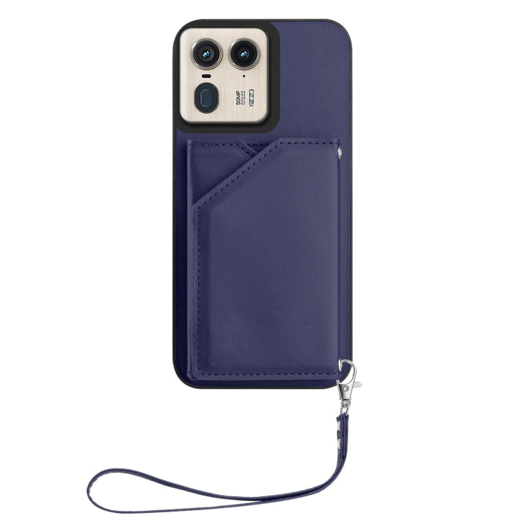 For Motorola Moto X50 Ultra Skin Feel Four Card Slots Phone Case with Wrist Strap