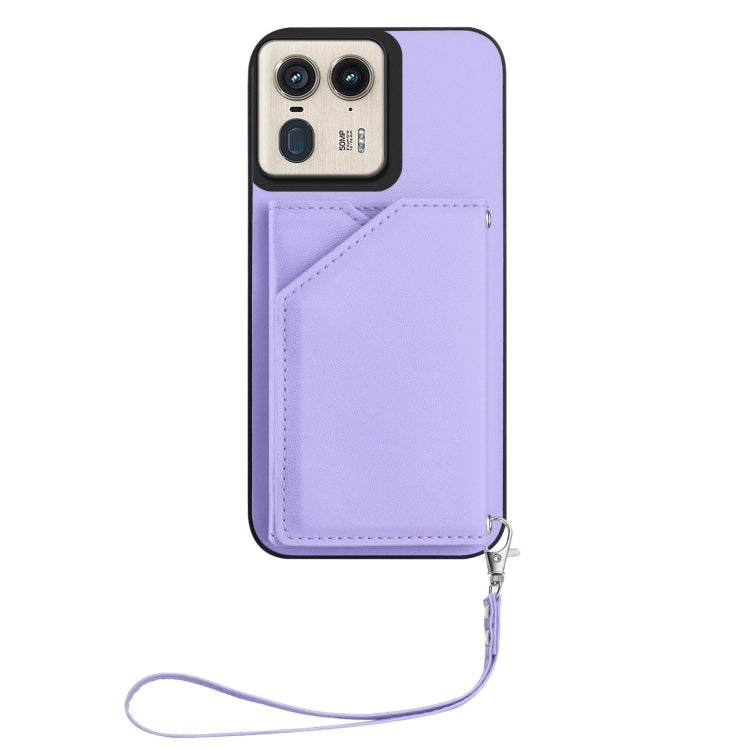 For Motorola Moto X50 Ultra Skin Feel Four Card Slots Phone Case with Wrist Strap