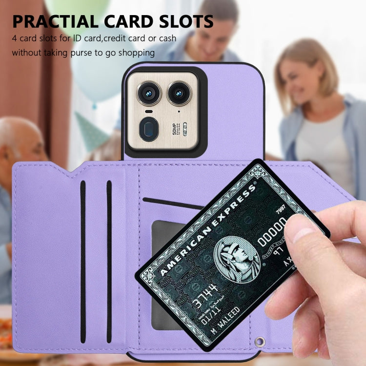 For Motorola Moto X50 Ultra Skin Feel Four Card Slots Phone Case with Wrist Strap