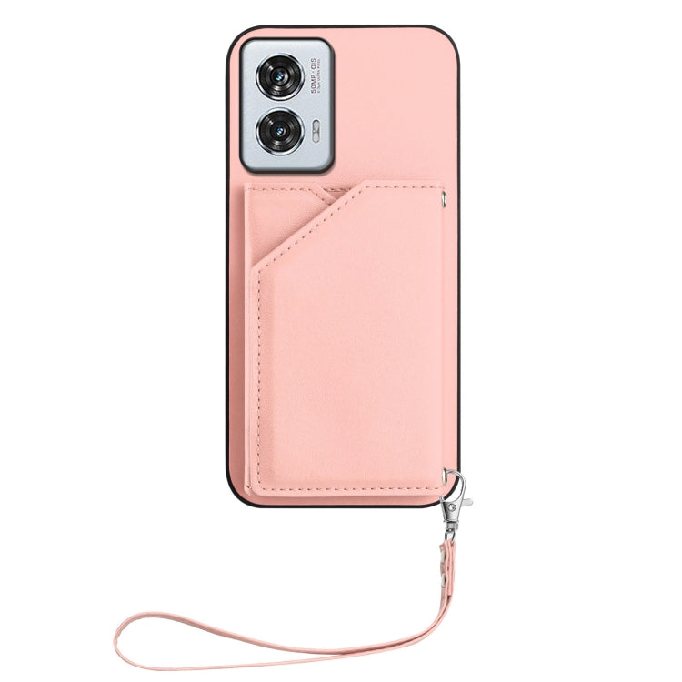 For Motorola Edge 50 Fusion Skin Feel Four Card Slots Phone Case with Wrist Strap