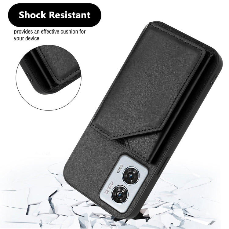 For Motorola Edge 50 Fusion Skin Feel Four Card Slots Phone Case with Wrist Strap