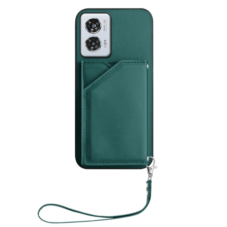 For Motorola Edge 50 Fusion Skin Feel Four Card Slots Phone Case with Wrist Strap