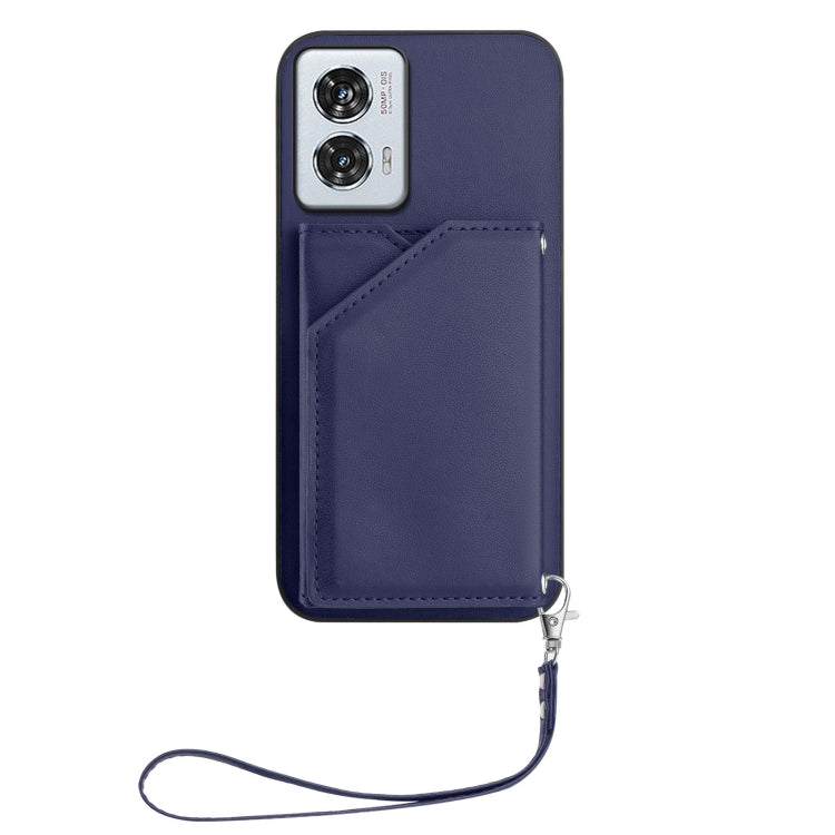 For Motorola Edge 50 Fusion Skin Feel Four Card Slots Phone Case with Wrist Strap