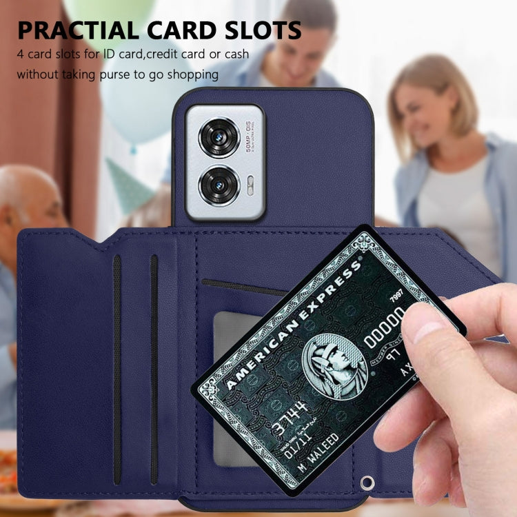 For Motorola Edge 50 Fusion Skin Feel Four Card Slots Phone Case with Wrist Strap