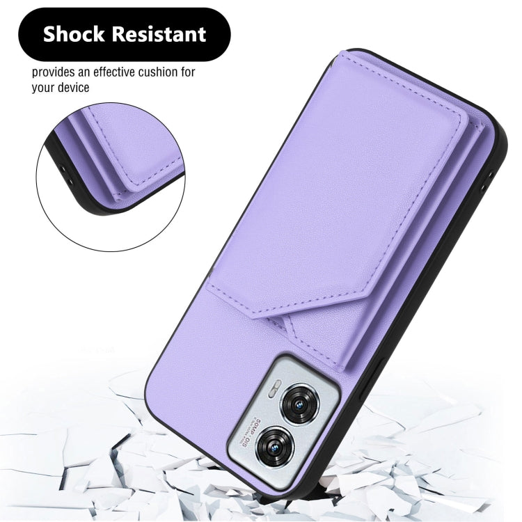 For Motorola Edge 50 Fusion Skin Feel Four Card Slots Phone Case with Wrist Strap