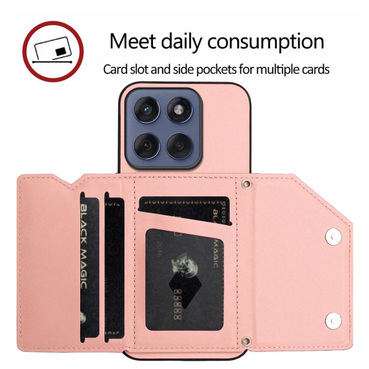 For Motorola Edge 60 Fusion / Edge 60 Skin Feel Four Card Slots Phone Case with Wrist Strap