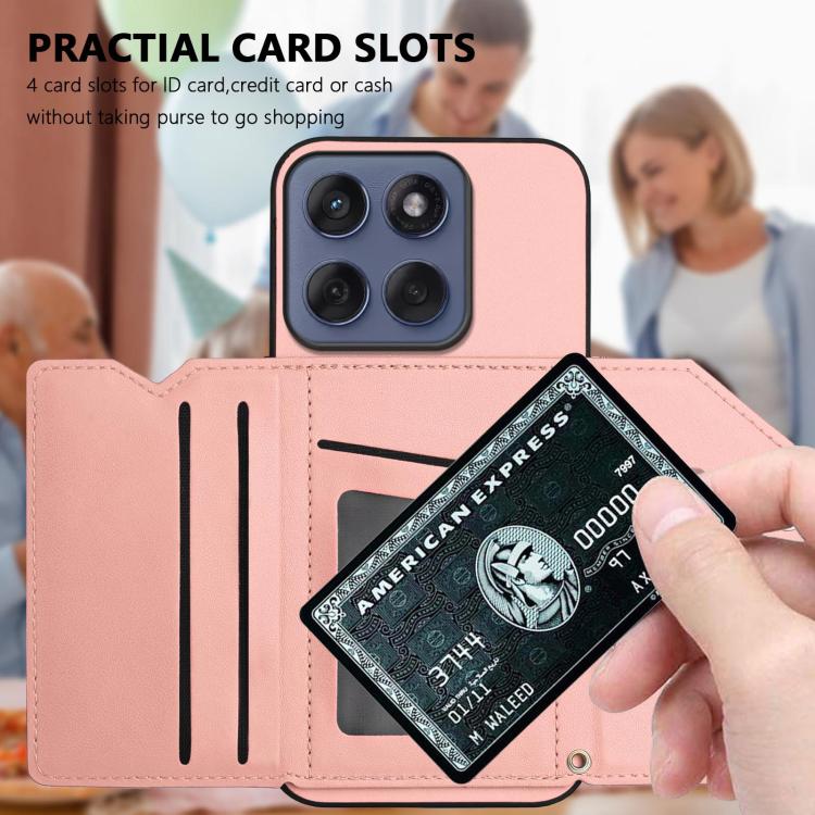 For Motorola Edge 60 Fusion / Edge 60 Skin Feel Four Card Slots Phone Case with Wrist Strap