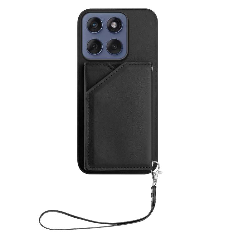 For Motorola Edge 60 Fusion / Edge 60 Skin Feel Four Card Slots Phone Case with Wrist Strap