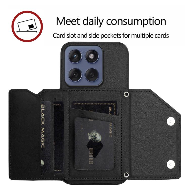 For Motorola Edge 60 Fusion / Edge 60 Skin Feel Four Card Slots Phone Case with Wrist Strap