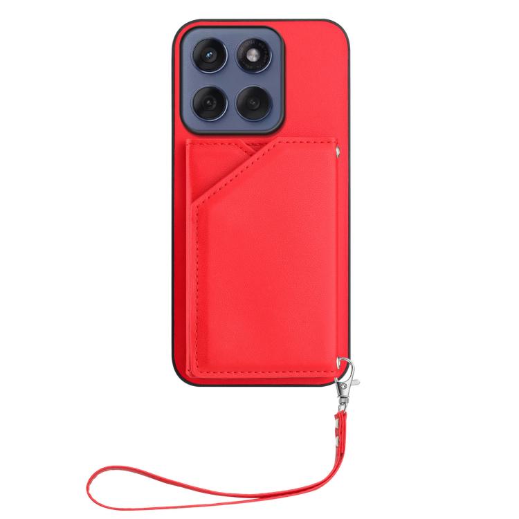 For Motorola Edge 60 Fusion / Edge 60 Skin Feel Four Card Slots Phone Case with Wrist Strap