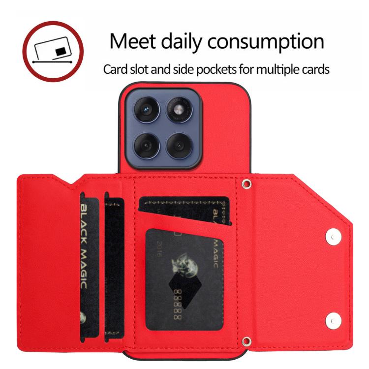 For Motorola Edge 60 Fusion / Edge 60 Skin Feel Four Card Slots Phone Case with Wrist Strap