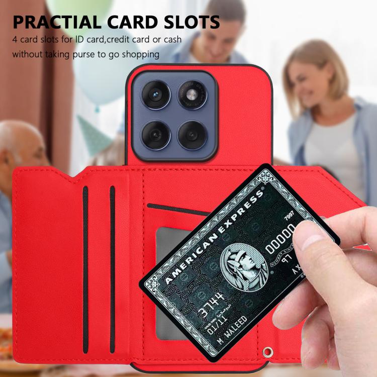 For Motorola Edge 60 Fusion / Edge 60 Skin Feel Four Card Slots Phone Case with Wrist Strap