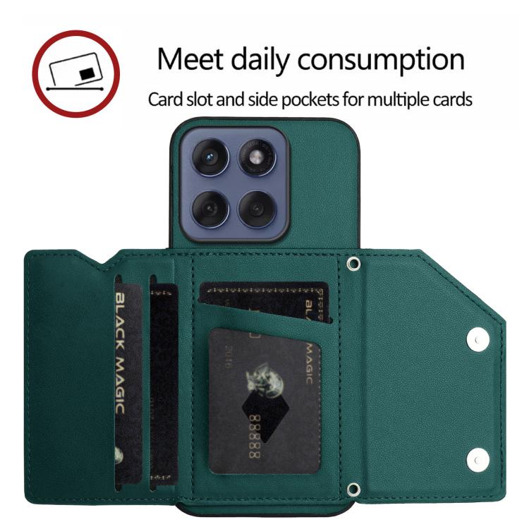 For Motorola Edge 60 Fusion / Edge 60 Skin Feel Four Card Slots Phone Case with Wrist Strap
