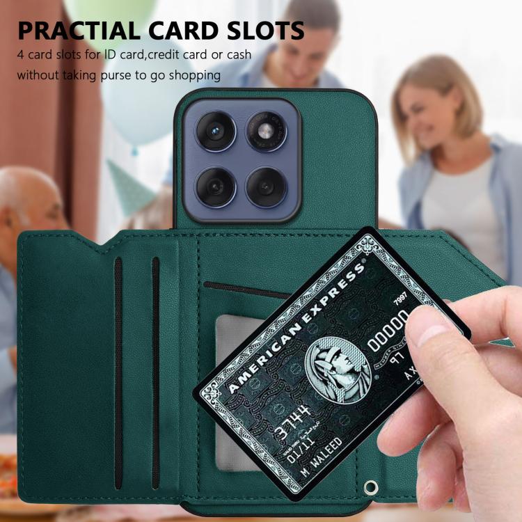 For Motorola Edge 60 Fusion / Edge 60 Skin Feel Four Card Slots Phone Case with Wrist Strap