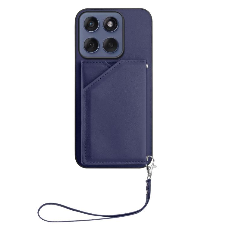 For Motorola Edge 60 Fusion / Edge 60 Skin Feel Four Card Slots Phone Case with Wrist Strap