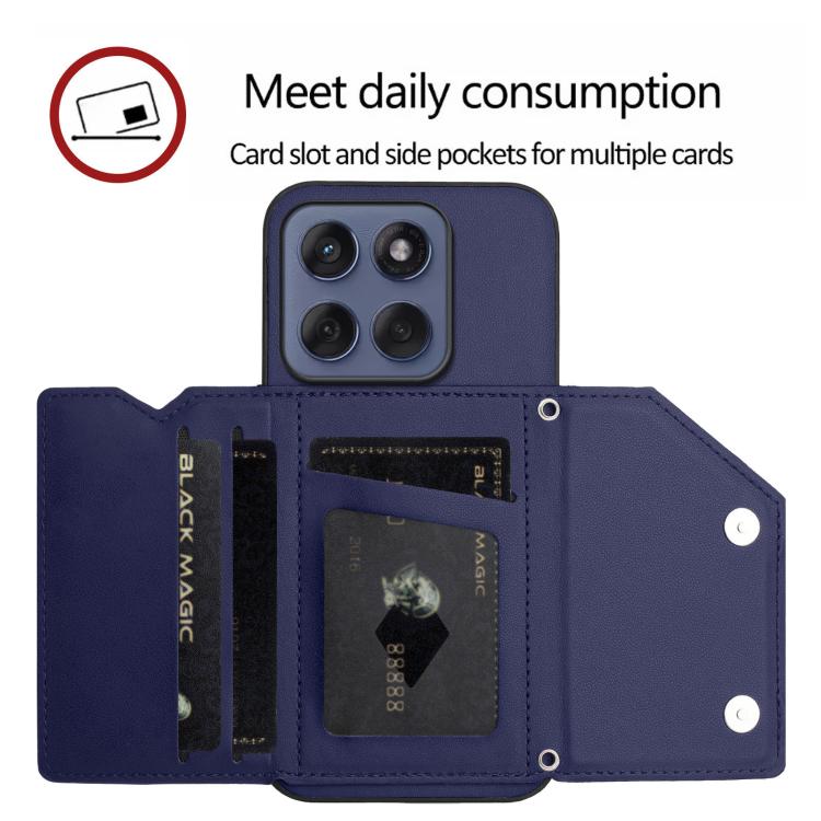 For Motorola Edge 60 Fusion / Edge 60 Skin Feel Four Card Slots Phone Case with Wrist Strap