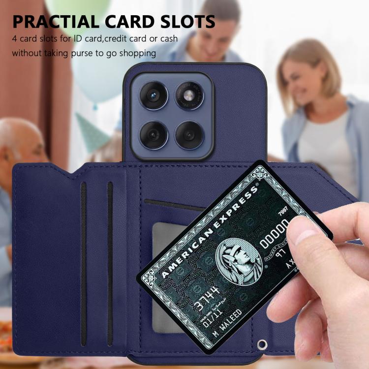 For Motorola Edge 60 Fusion / Edge 60 Skin Feel Four Card Slots Phone Case with Wrist Strap