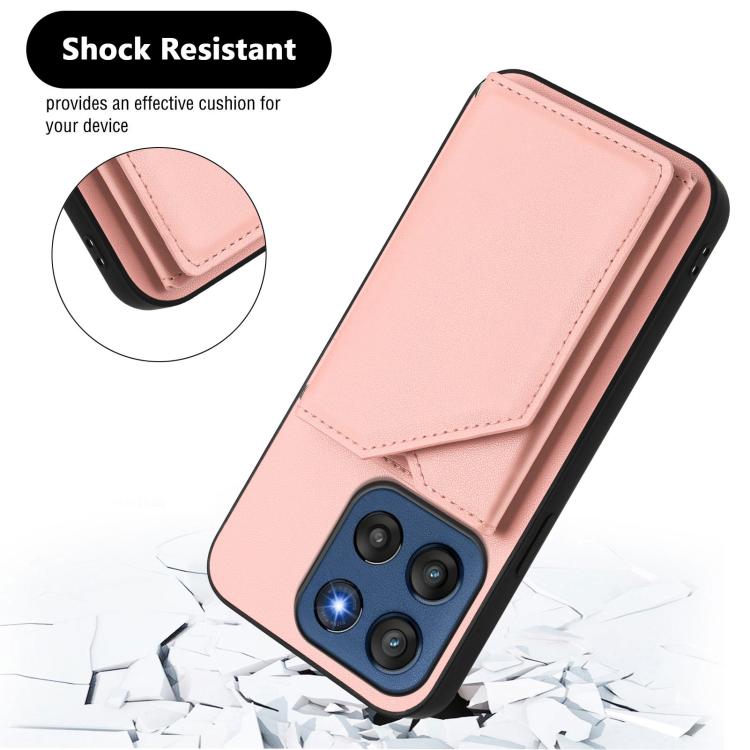 For Motorola Edge 60 Stylus 5G Skin Feel Four Card Slots Phone Case with Wrist Strap