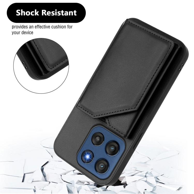 For Motorola Edge 60 Stylus 5G Skin Feel Four Card Slots Phone Case with Wrist Strap