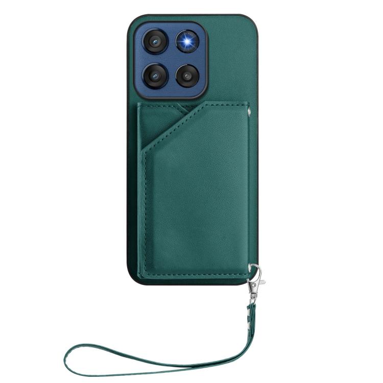 For Motorola Edge 60 Stylus 5G Skin Feel Four Card Slots Phone Case with Wrist Strap