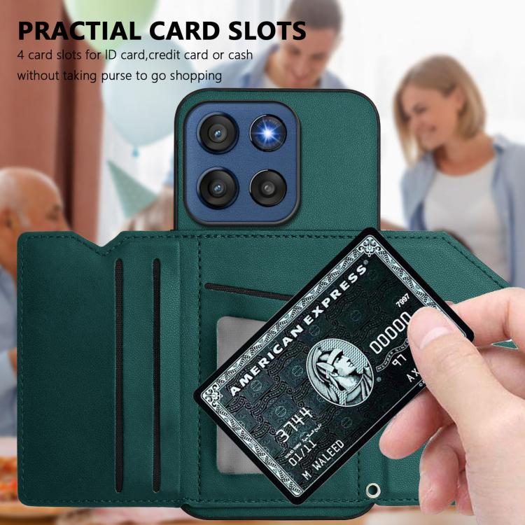 For Motorola Edge 60 Stylus 5G Skin Feel Four Card Slots Phone Case with Wrist Strap