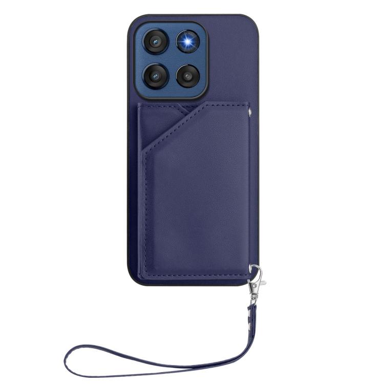 For Motorola Edge 60 Stylus 5G Skin Feel Four Card Slots Phone Case with Wrist Strap