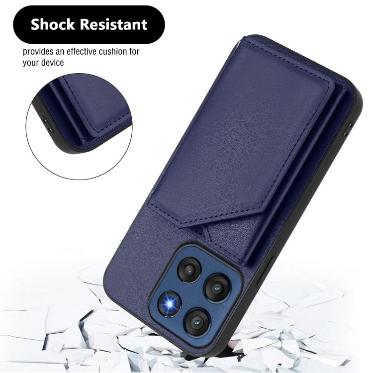 For Motorola Edge 60 Stylus 5G Skin Feel Four Card Slots Phone Case with Wrist Strap