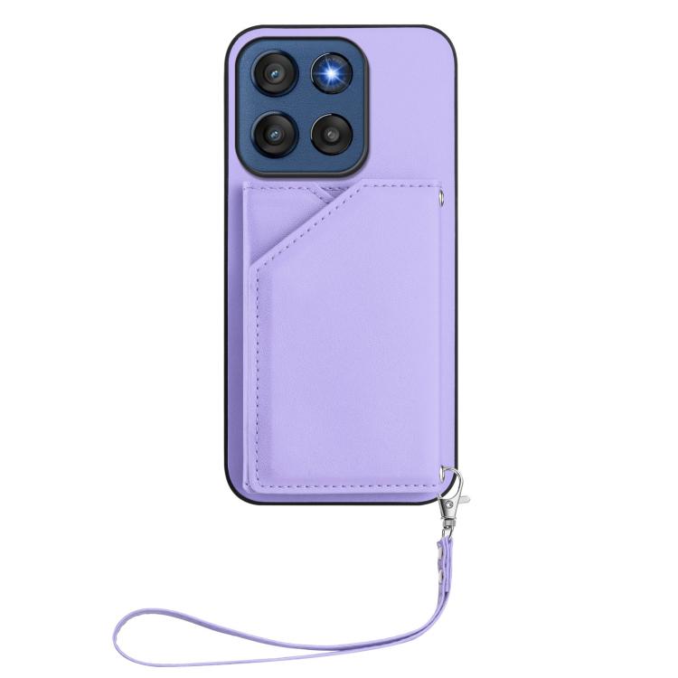 For Motorola Edge 60 Stylus 5G Skin Feel Four Card Slots Phone Case with Wrist Strap