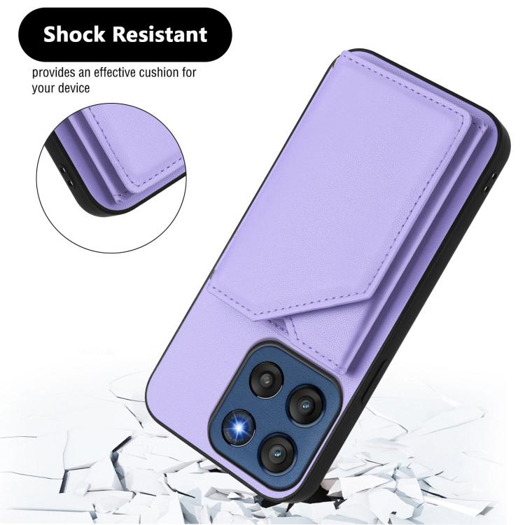 For Motorola Edge 60 Stylus 5G Skin Feel Four Card Slots Phone Case with Wrist Strap
