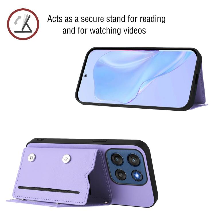 For Motorola Edge 60 Stylus 5G Skin Feel Four Card Slots Phone Case with Wrist Strap