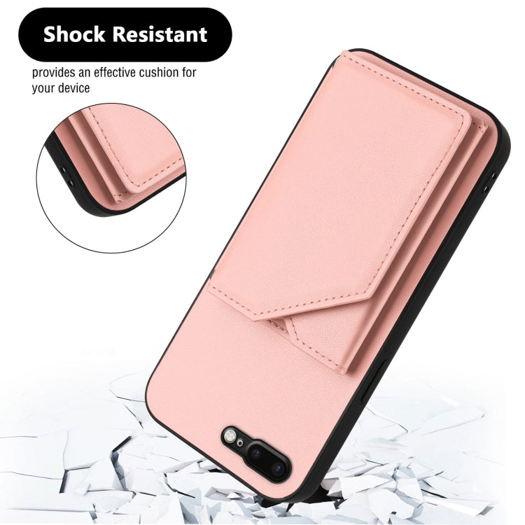 For iPhone 7 Plus / 8 Plus Skin Feel Four Card Slots Phone Case with Wrist Strap