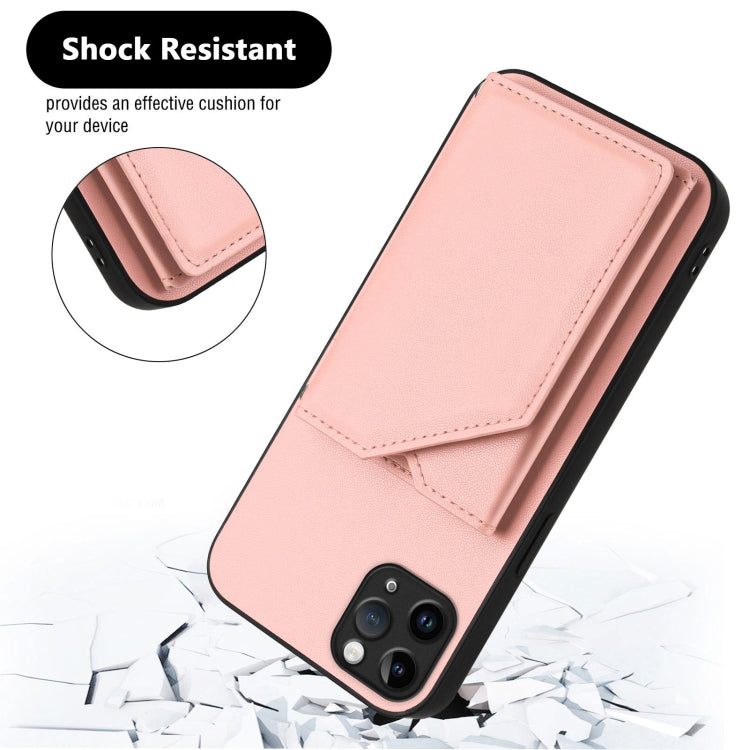For iPhone 11 Pro Max Skin Feel Four Card Slots Phone Case with Wrist Strap