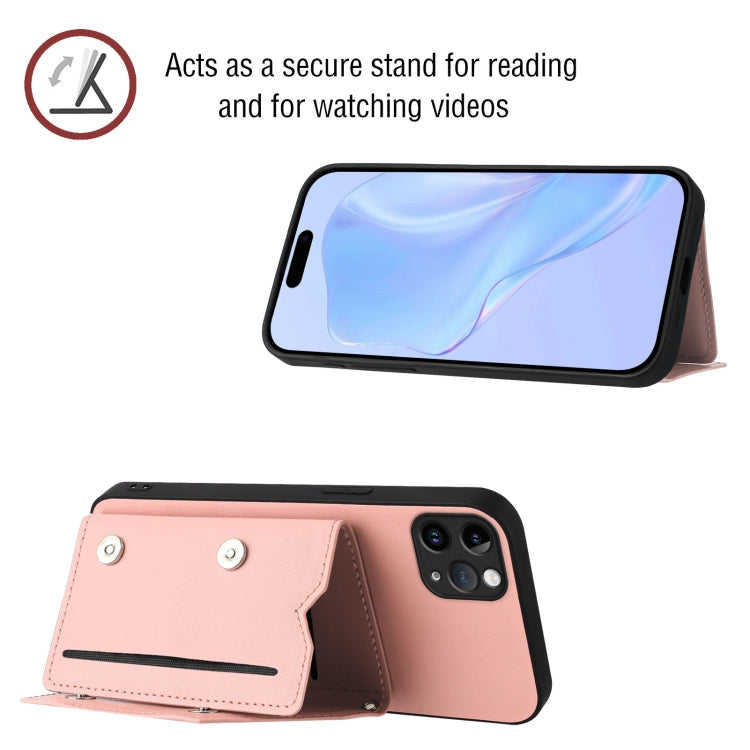 For iPhone 11 Pro Max Skin Feel Four Card Slots Phone Case with Wrist Strap