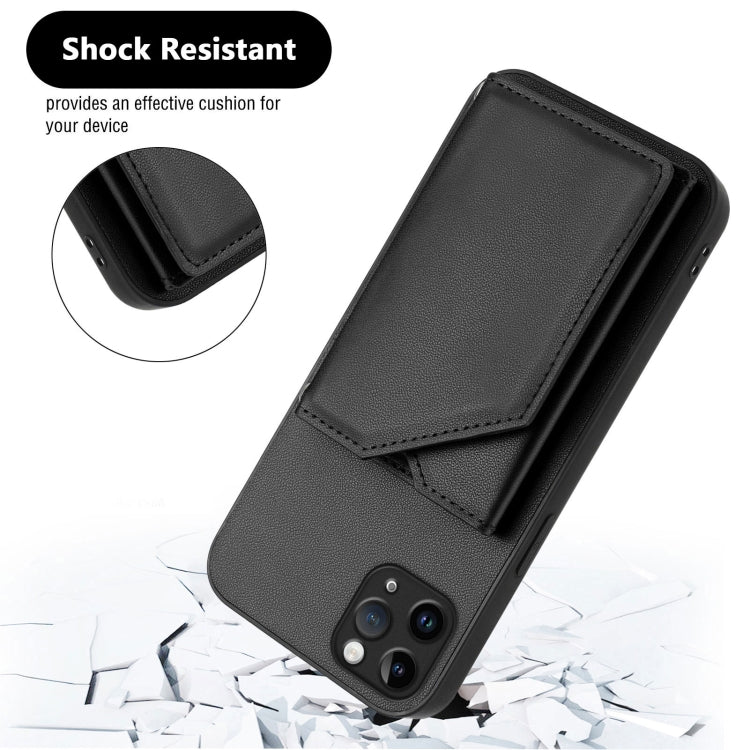For iPhone 11 Pro Max Skin Feel Four Card Slots Phone Case with Wrist Strap