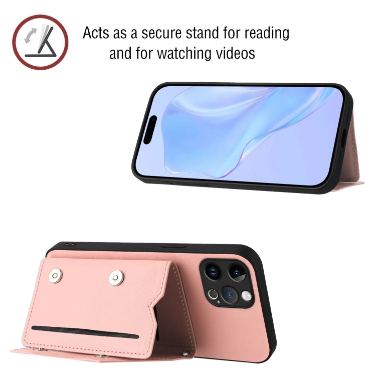 For iPhone 12 Pro Skin Feel Four Card Slots Phone Case with Wrist Strap