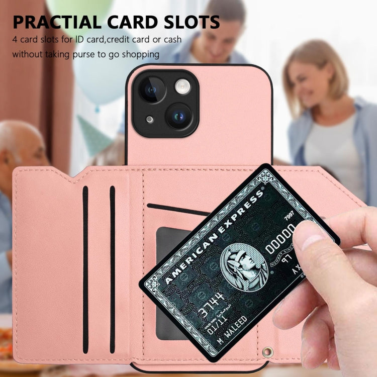 For iPhone 13 mini Skin Feel Four Card Slots Phone Case with Wrist Strap