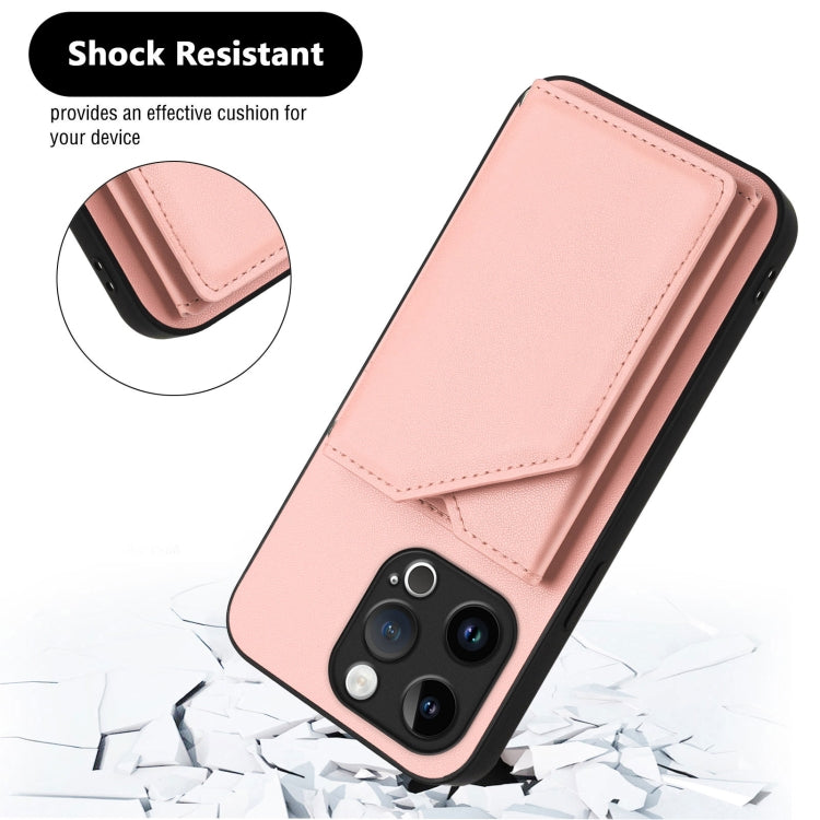 For iPhone 13 Pro Skin Feel Four Card Slots Phone Case with Wrist Strap