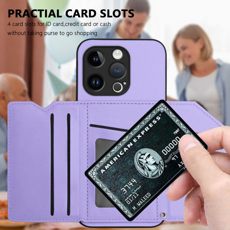 For iPhone 13 Pro Skin Feel Four Card Slots Phone Case with Wrist Strap