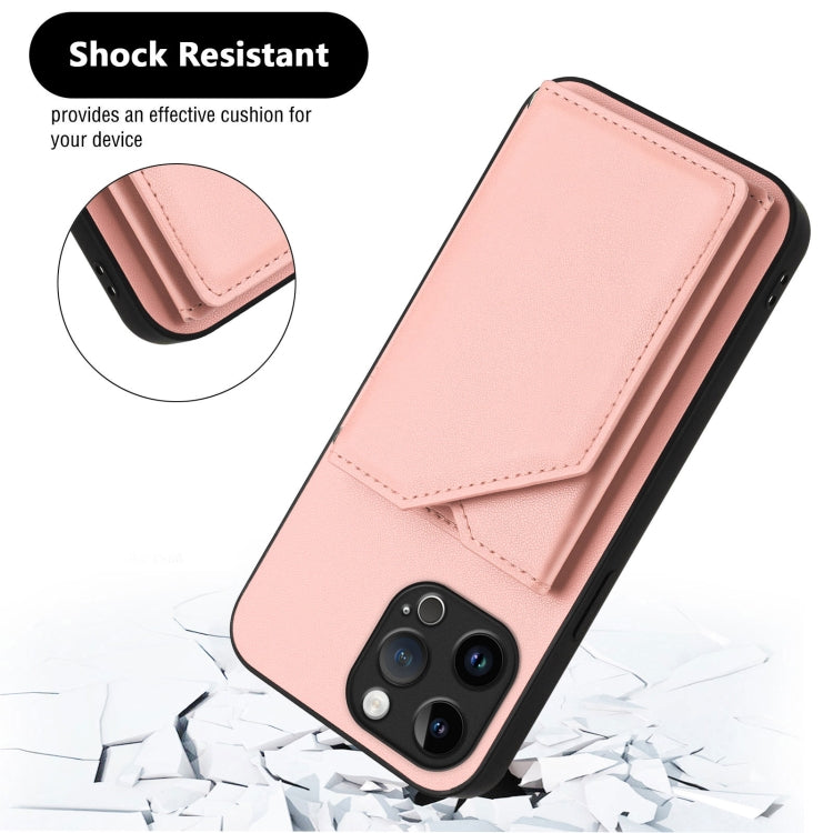 For iPhone 13 Pro Max Skin Feel Four Card Slots Phone Case with Wrist Strap