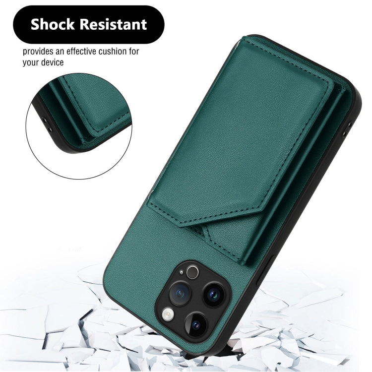 For iPhone 13 Pro Max Skin Feel Four Card Slots Phone Case with Wrist Strap
